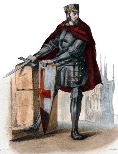 Portrait of Simon IV de Montfort, 5th Earl of Leicester (1150-1218), French nobleman by French School